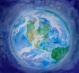 Love in Your Everyday Radius Watercolor of Earth by Elena Mozhvilo 